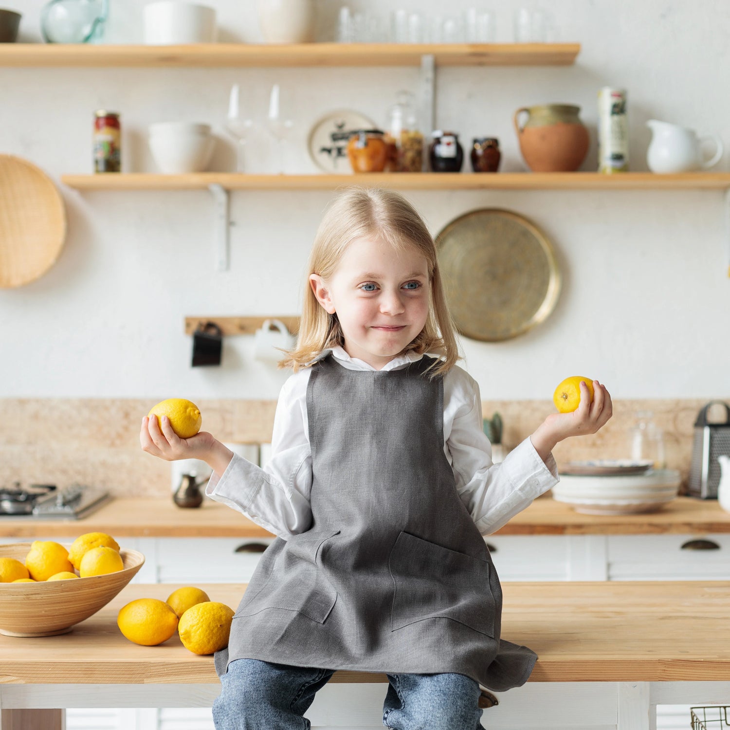 Toddler Cross Back Linen Apron