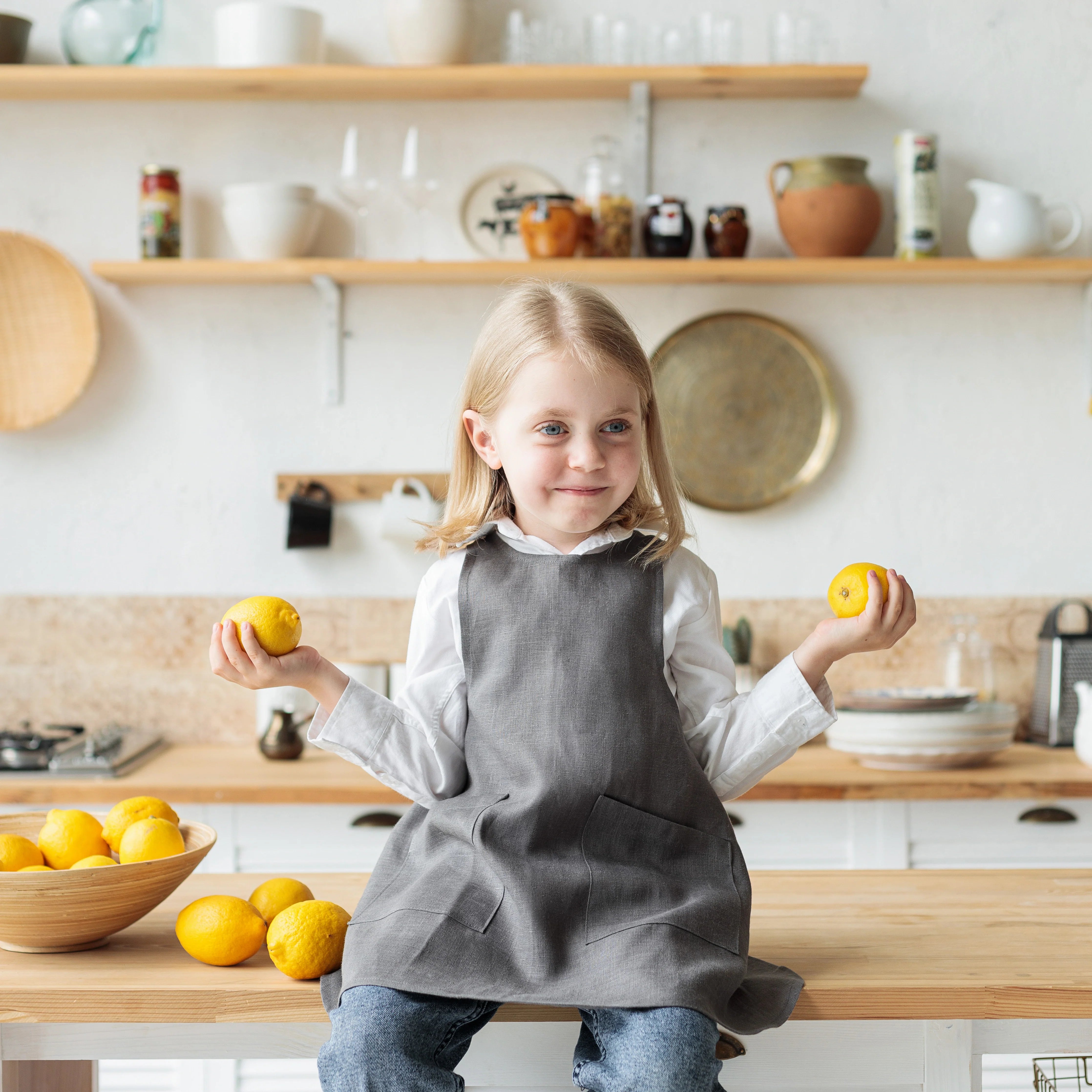 Toddler Cross Back Linen Apron