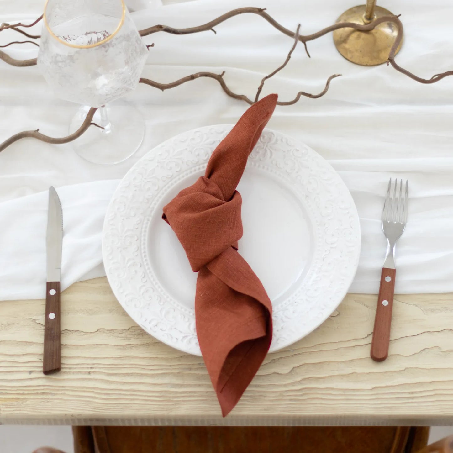 Cloth Linen Napkin in Terracotta color