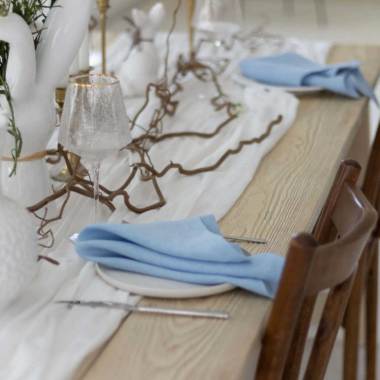 Cloth linen napkin in sky blue color