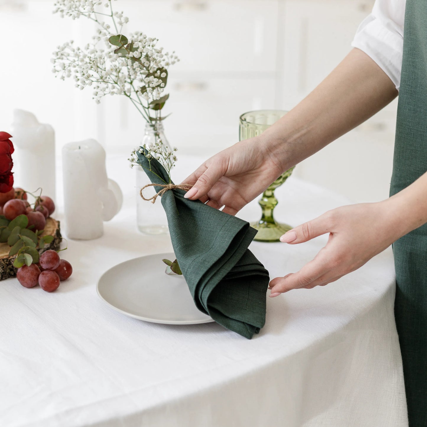 Sage Green Table Napkin Set 100% Linen