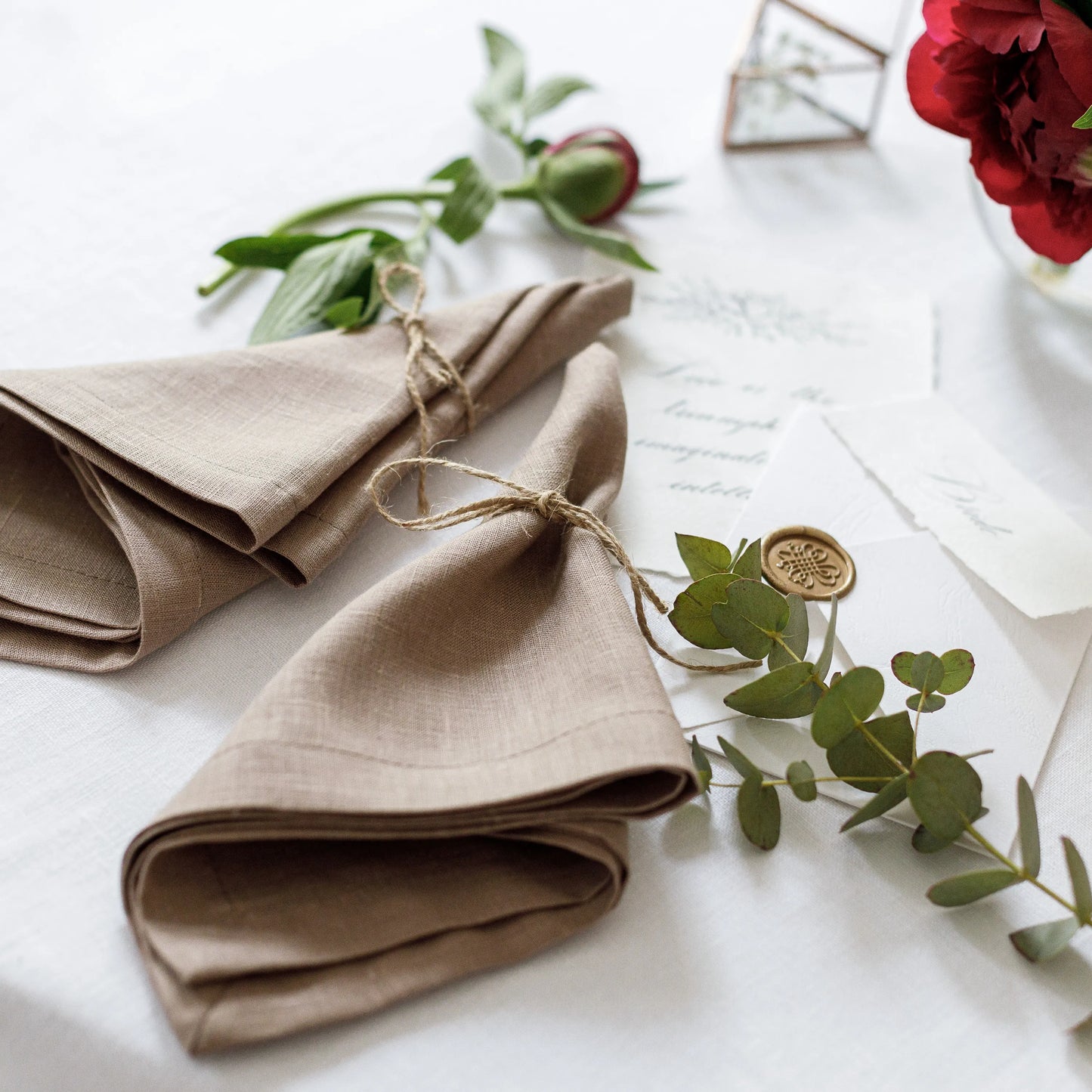 Linen napkins in cappuccino color