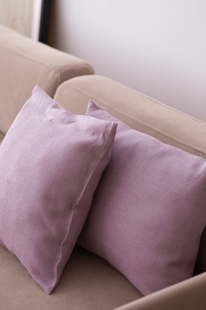 Linen pillow case in lavender color