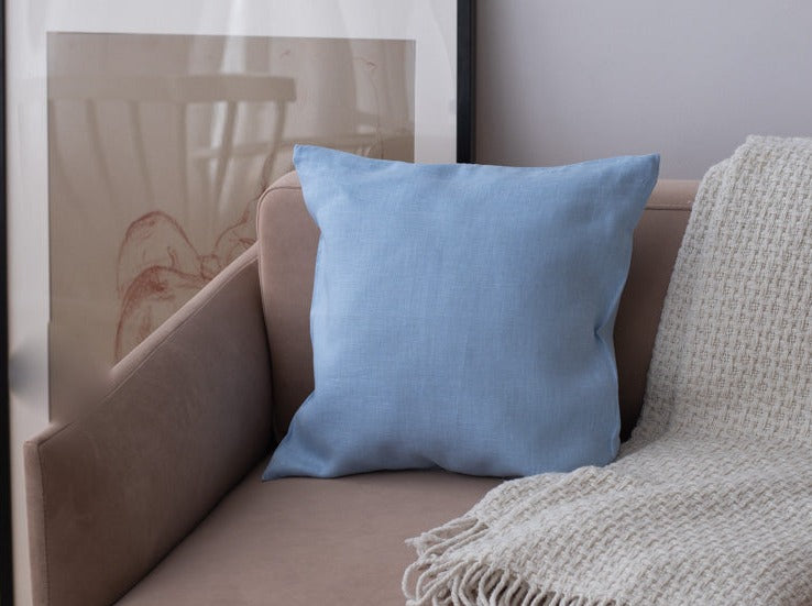 Blue Sky Organic Linen Pillow Cover