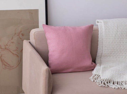 Pink Organic Linen Soft Pillow Cover