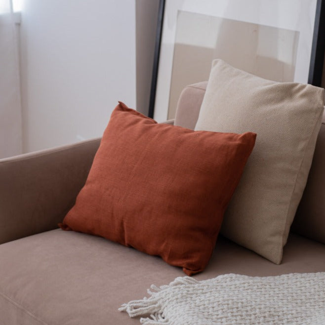 Terracotta linen pillow cover