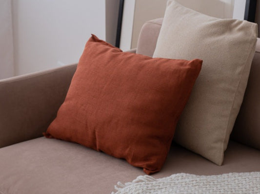 Terracotta linen pillow cover