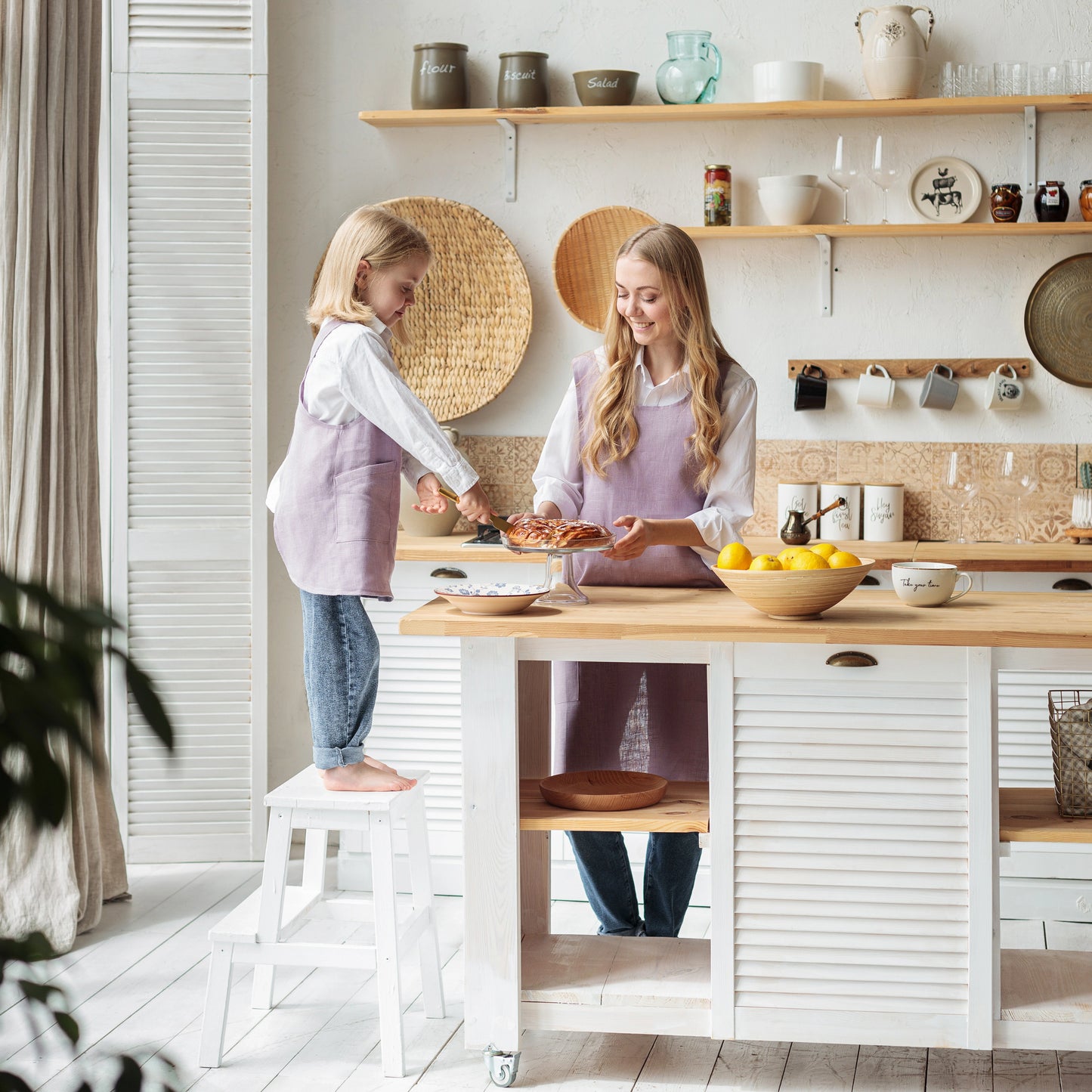 Children cooking apron in lavender color