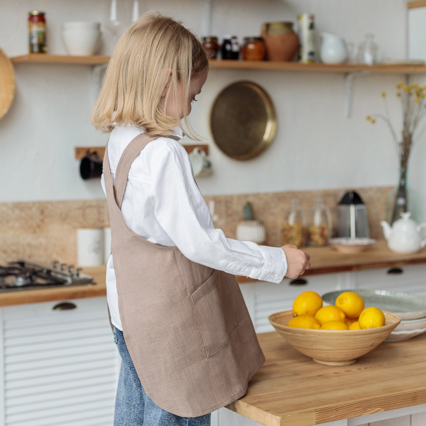 Toddler Linen Apron with Pockets