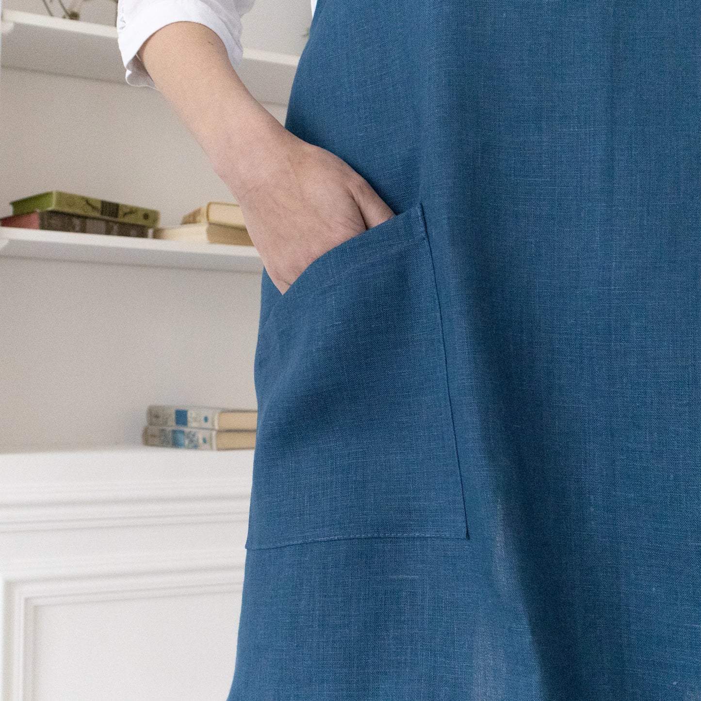 Unisex Japanese Linen Apron in Blue