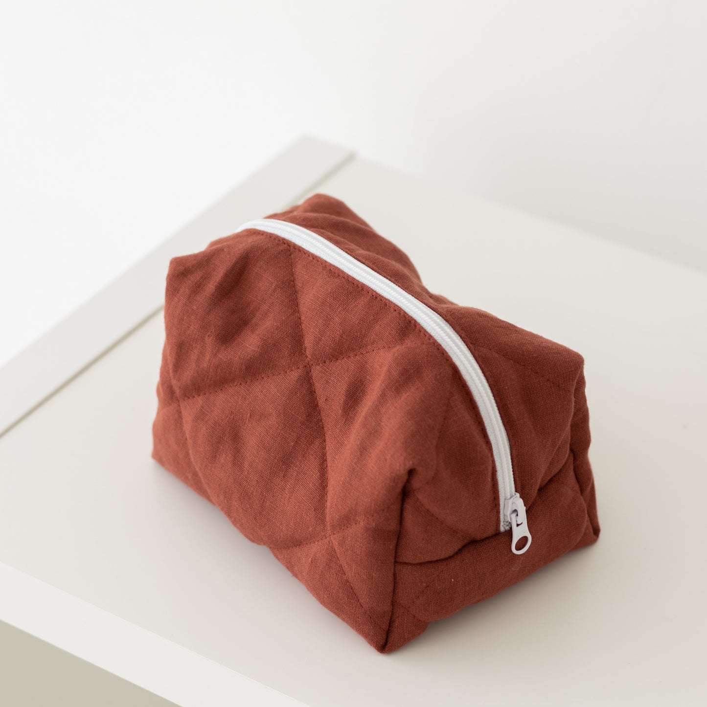 Linen Quilted Cosmetics Bag