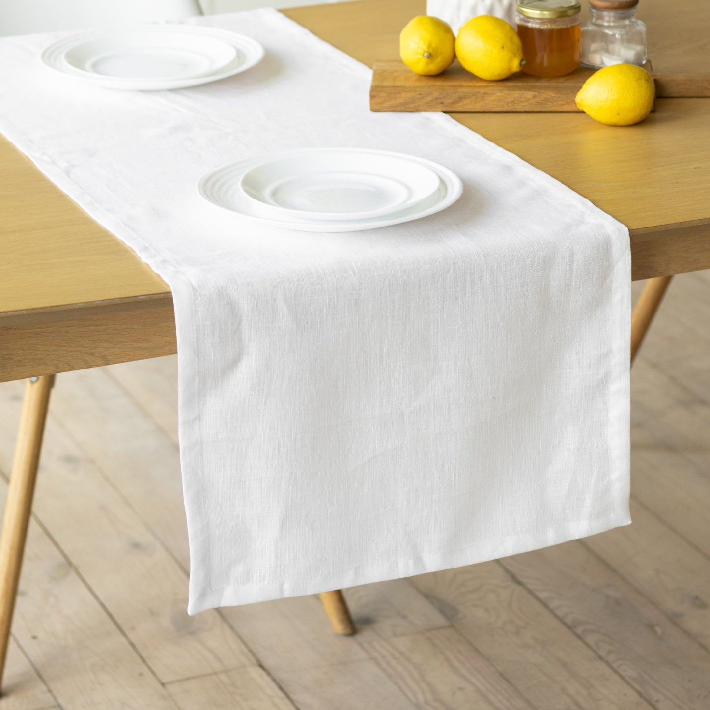 Dining Table Runner Linen White