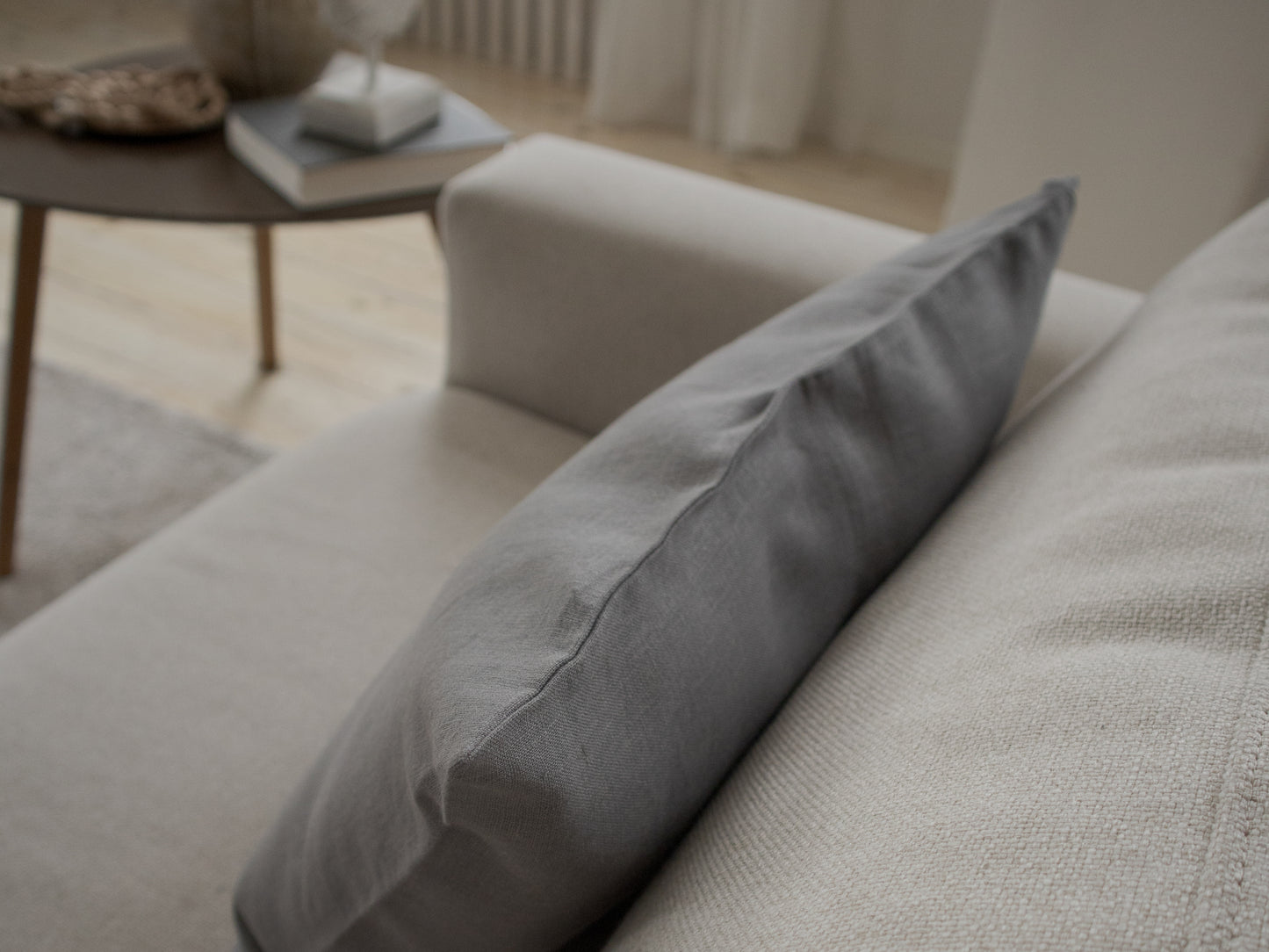 Linen pillow cushion in gray color