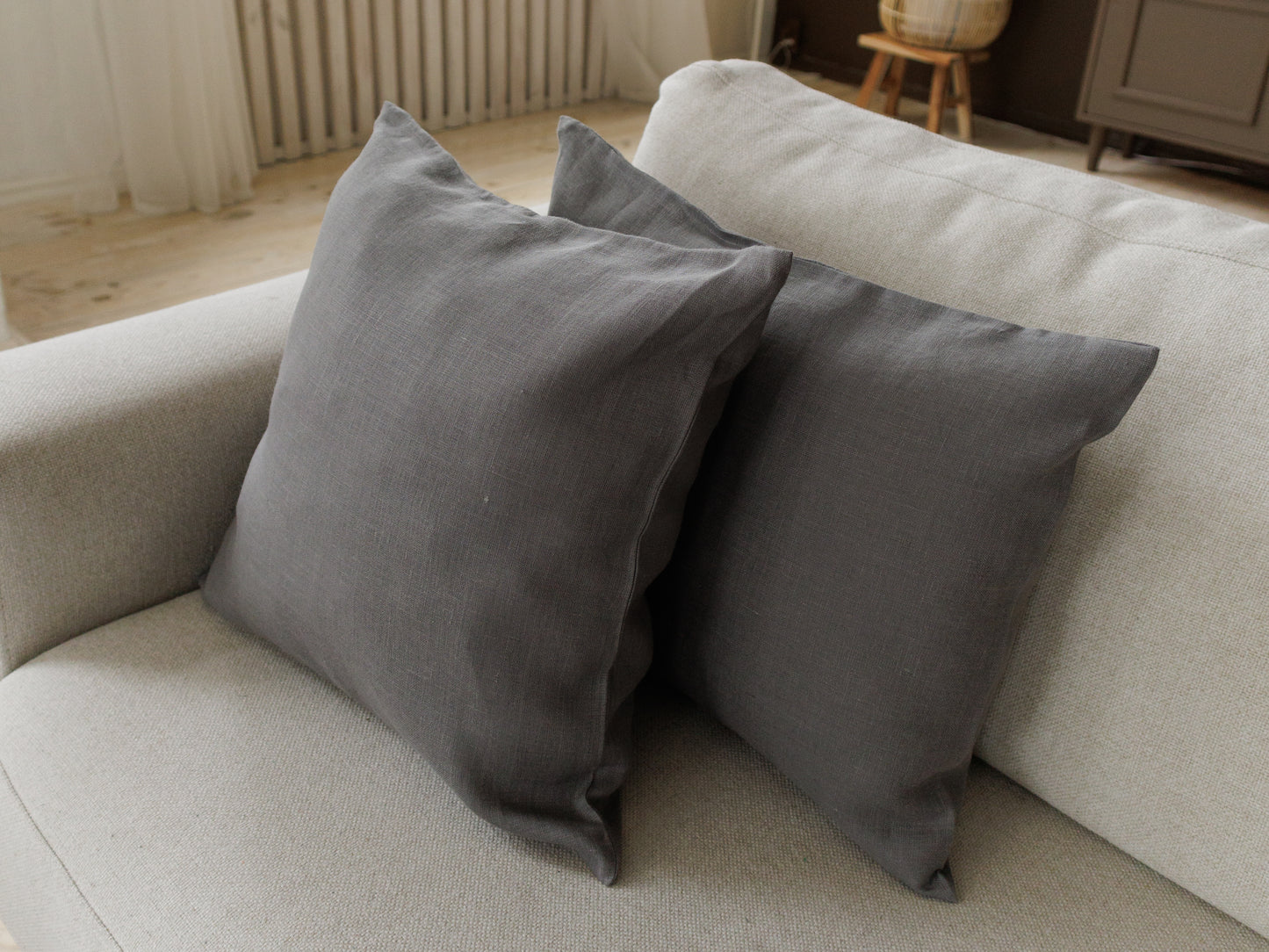 Linen pillow cushion in gray color