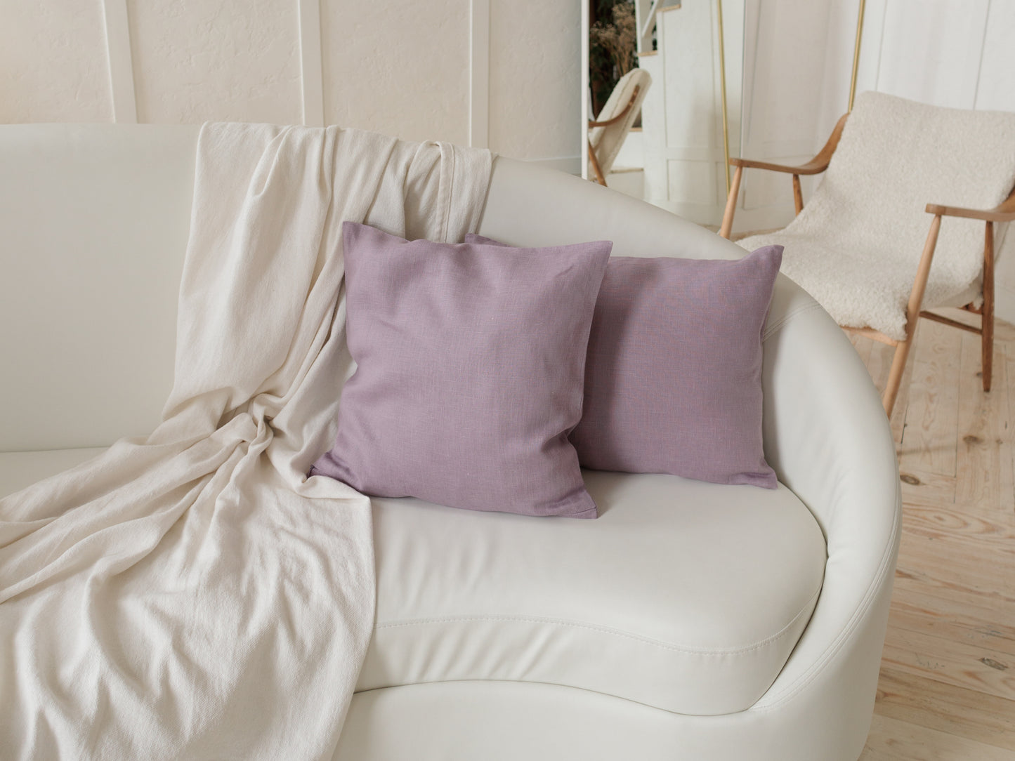 Linen pillow case in lavender color