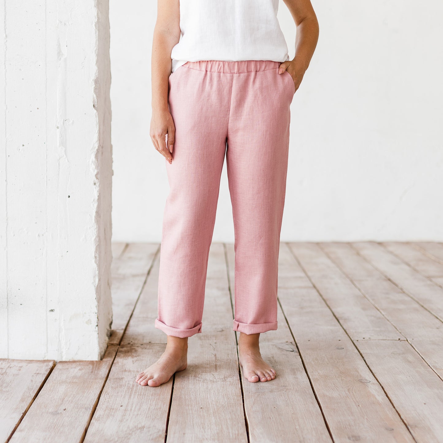 Sally linen lounge set in pink