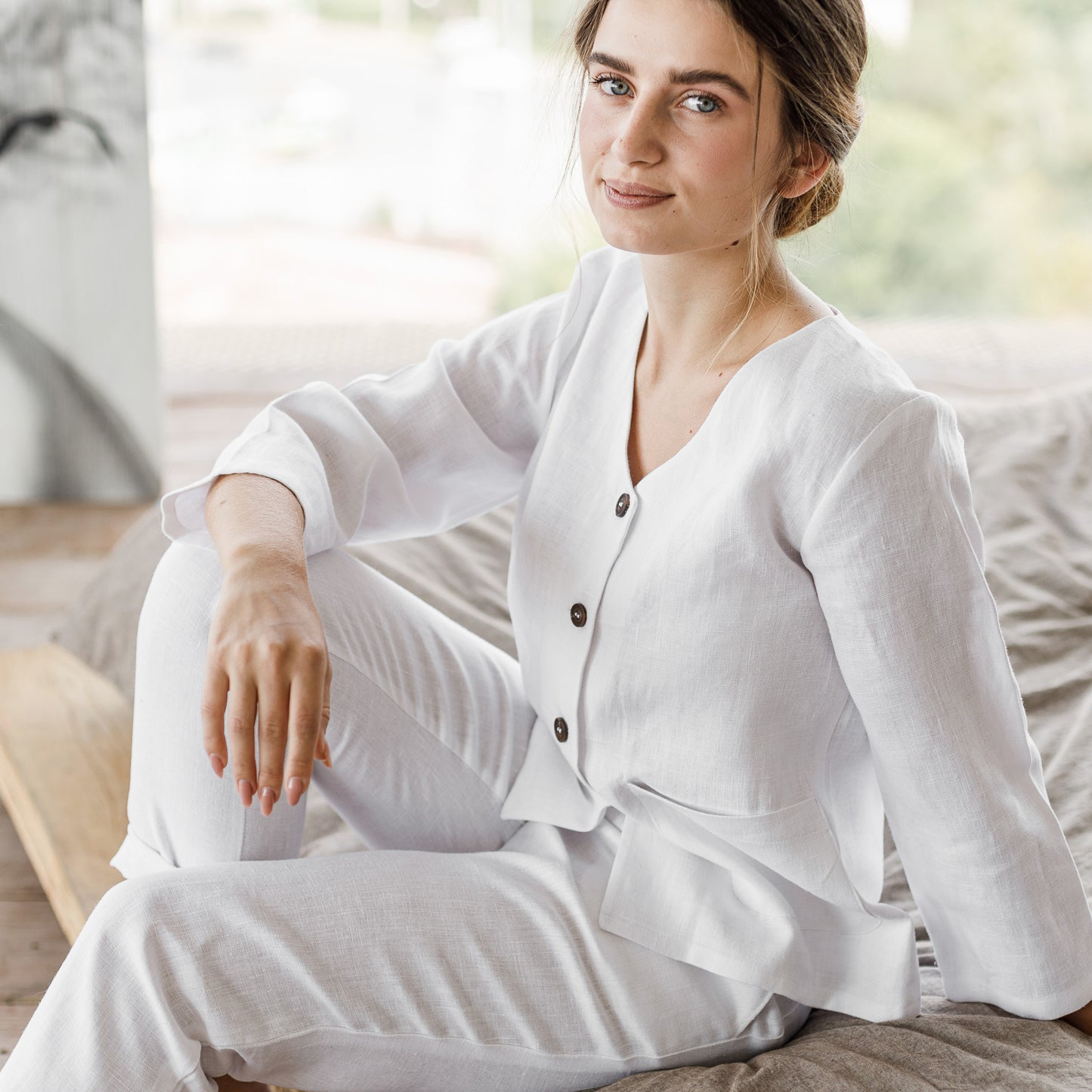 Sally linen lounge set in white