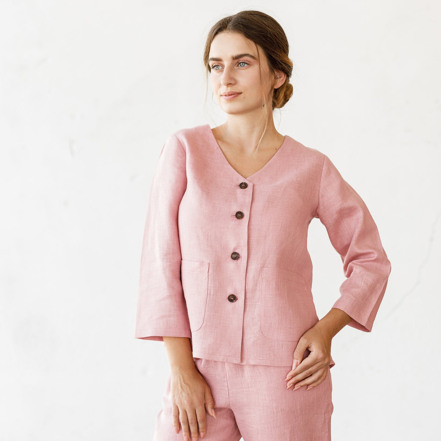 Sally linen lounge set in pink