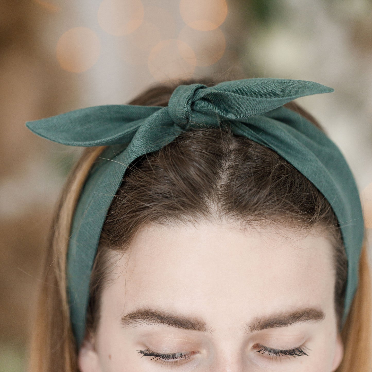 Linen headband in olive