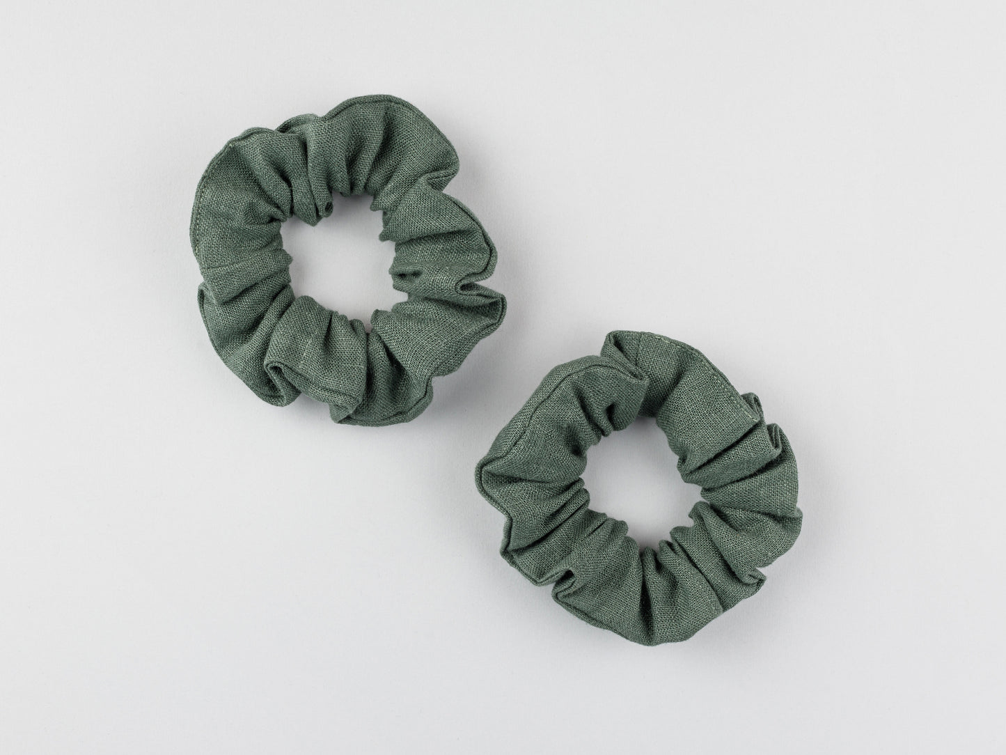 Green olive hair linen scrunchies