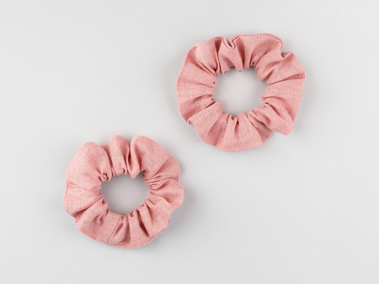 Pink hair linen scrunchies