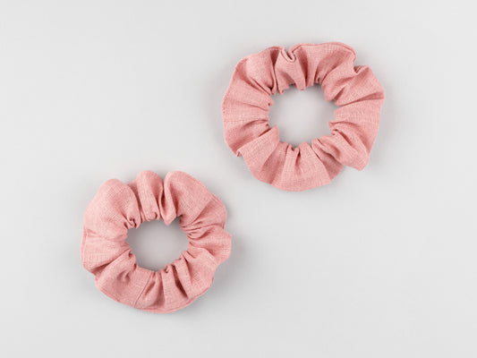 Pink hair linen scrunchies