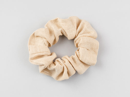 Set of two beige linen scrunchies