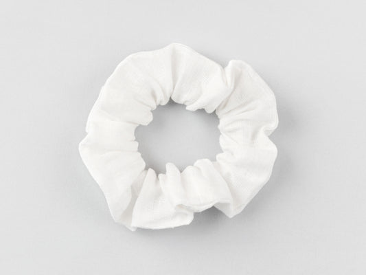 White hair linen scrunchies