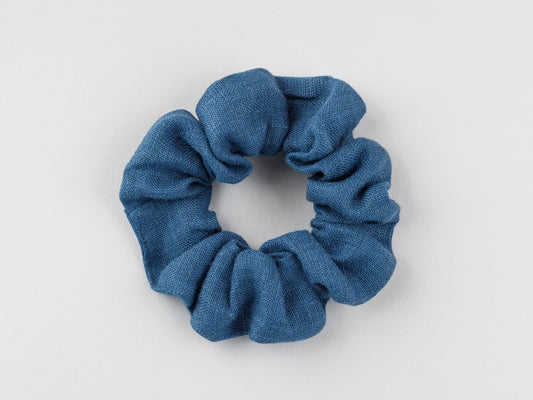 Blue hair linen scrunchies