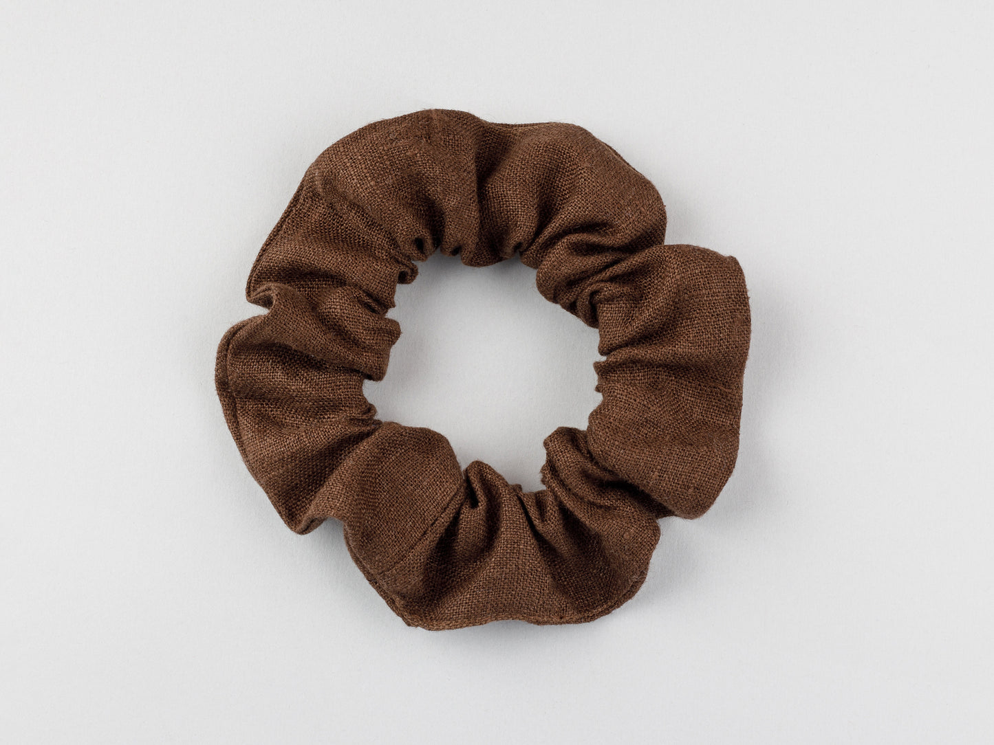 Hair linen scrunchies in chocolate