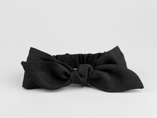 Linen headscarf in black