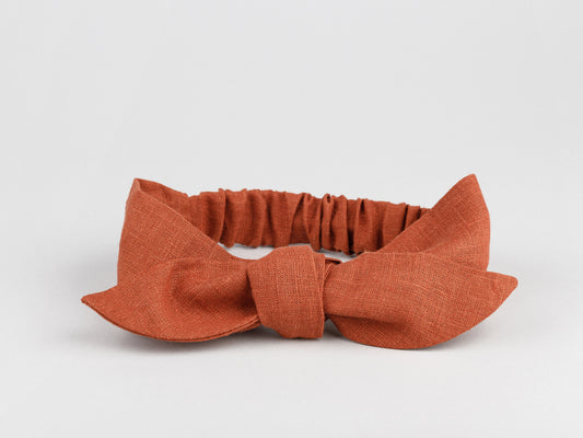 Linen headband in terracotta