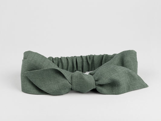 Linen headband in olive