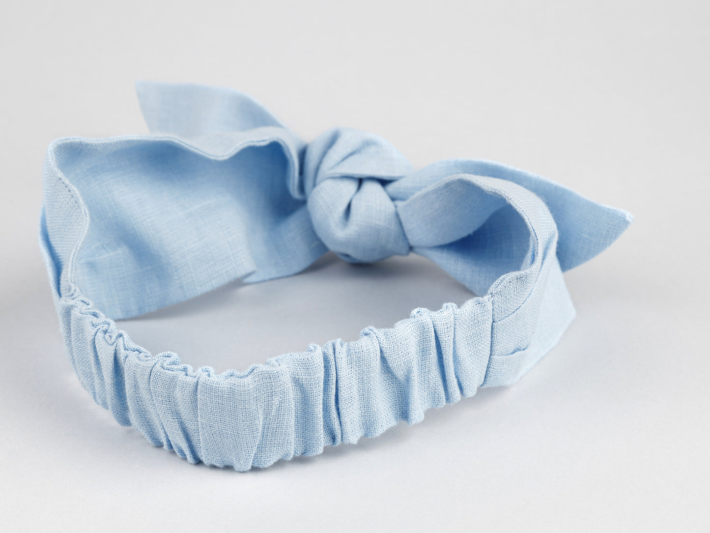 Linen headband for women in blue skies