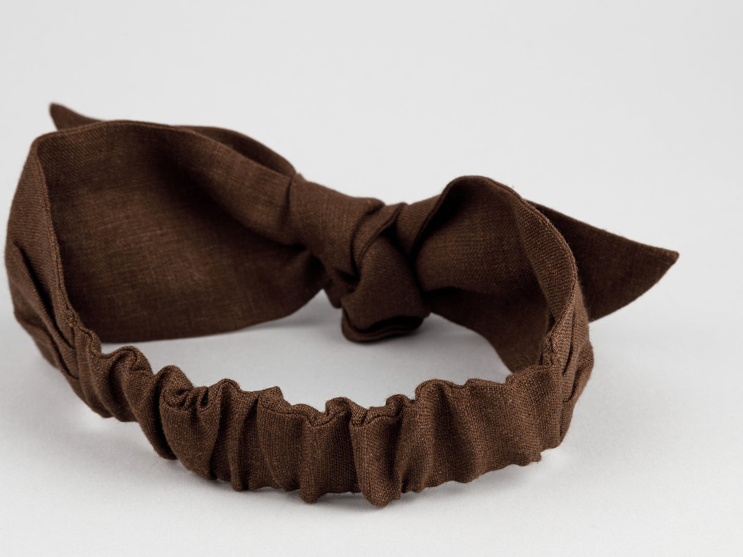 Linen headband in chocolate