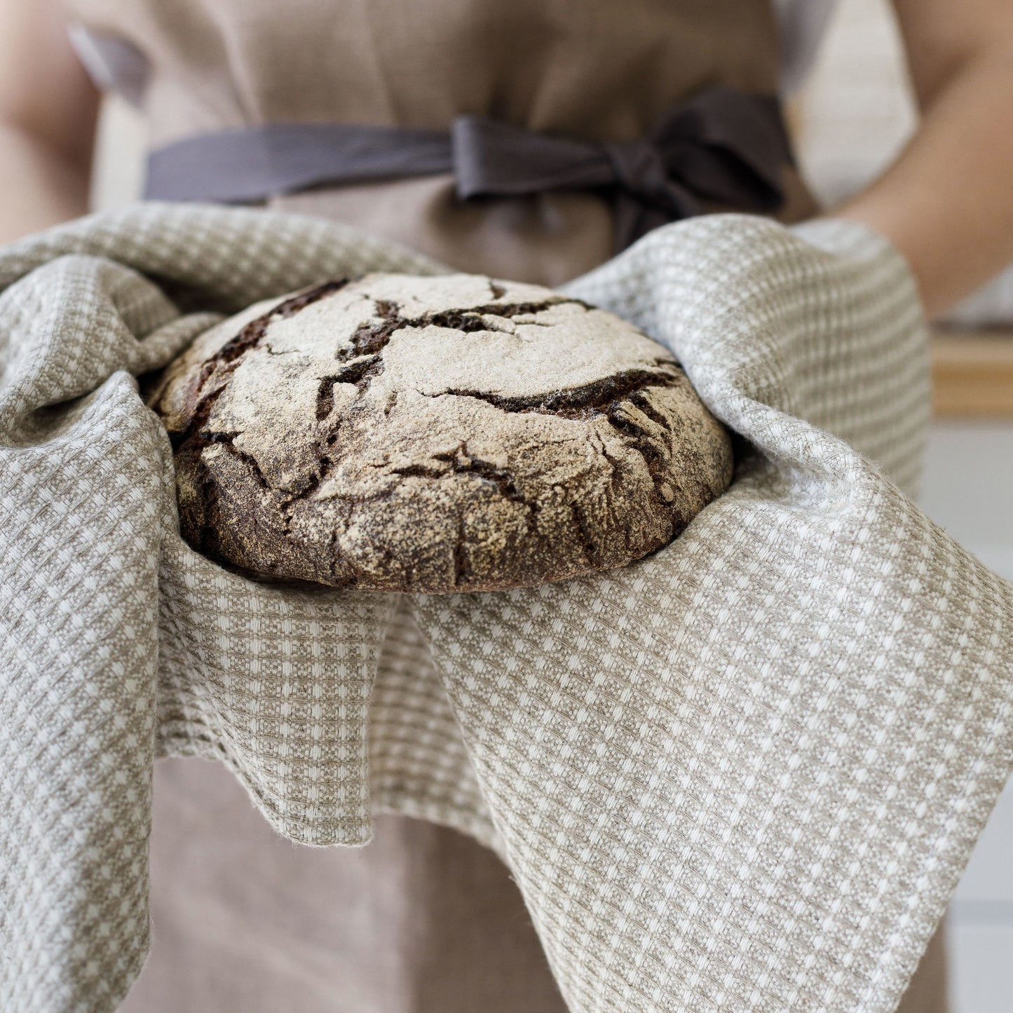 Linen waffle towel