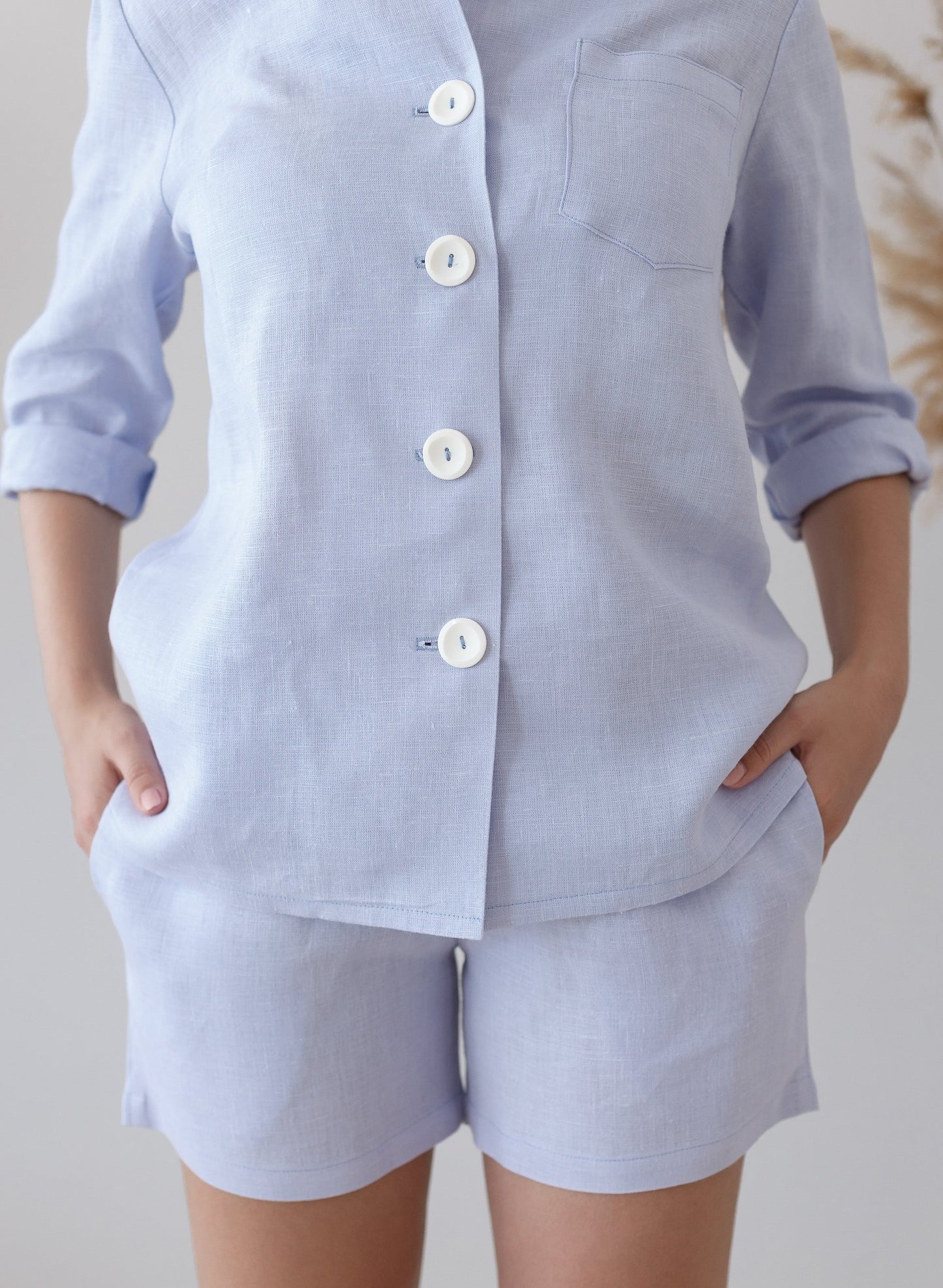 Bridesmaid pajama set in sky blue color