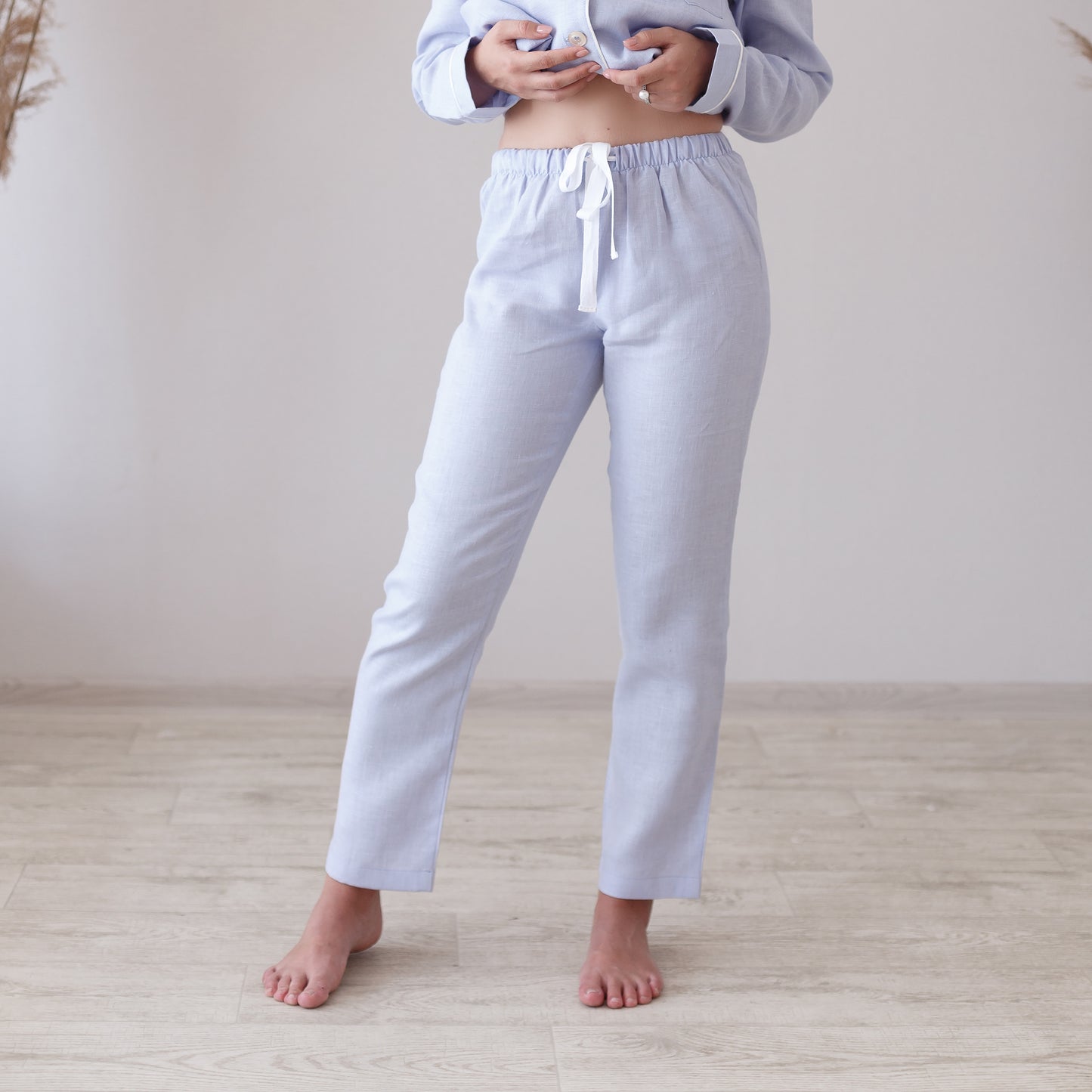 Blue skies linen pajama set with pants